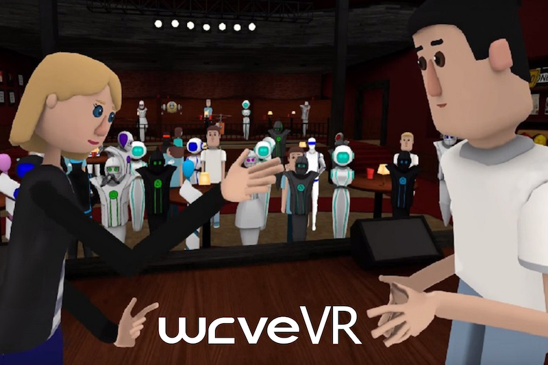 Screenshot of virtual avatars talking in a virtual realtity environment